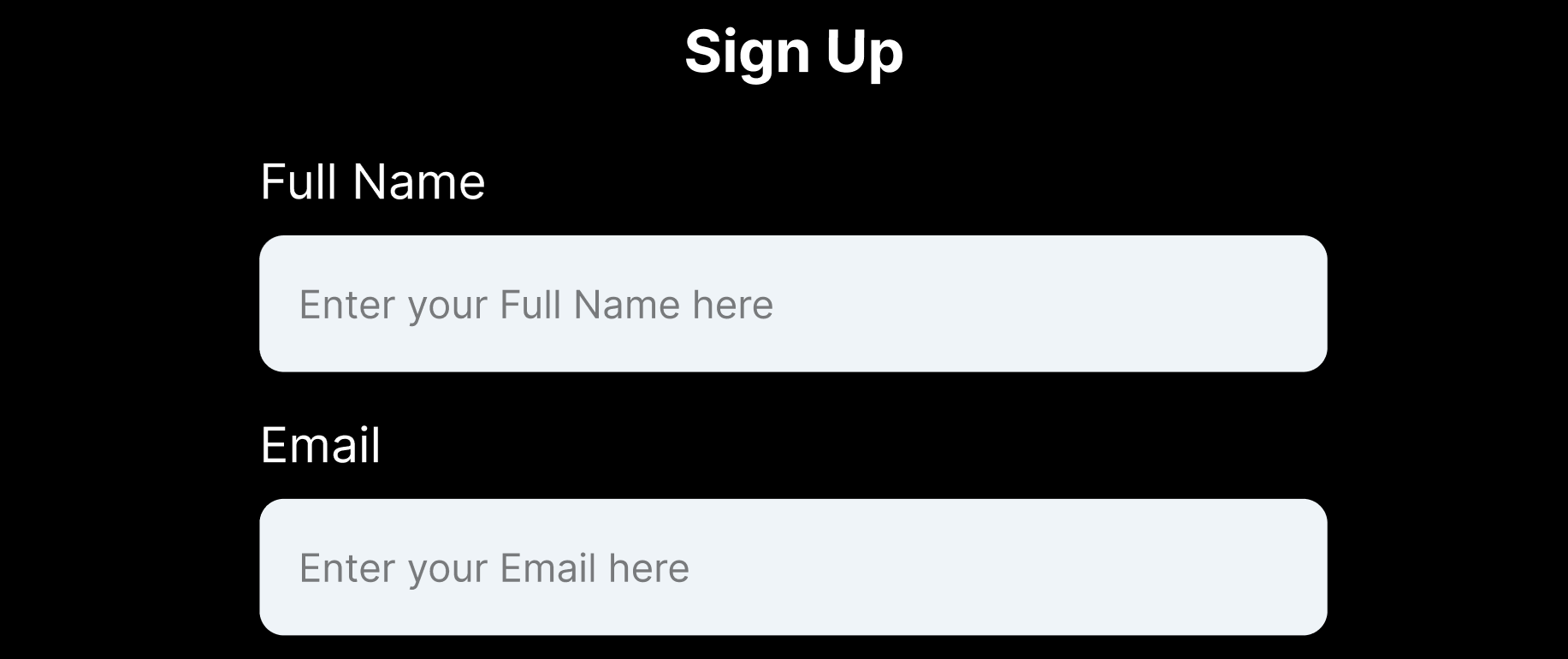 Authentication UI dark mode screen
