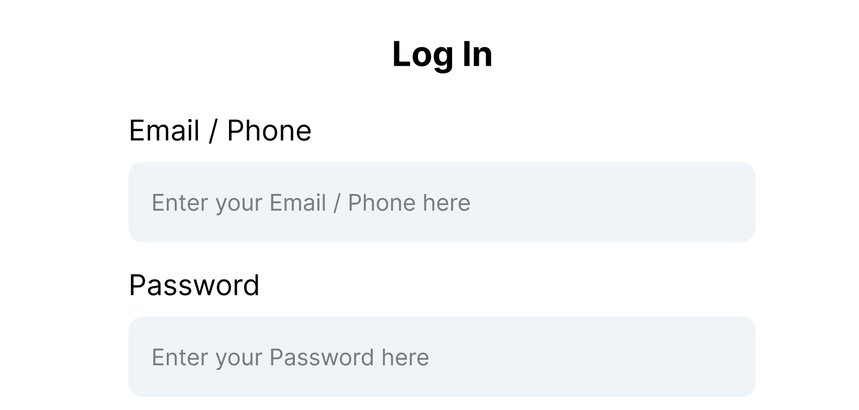 Authentication UI light mode screen