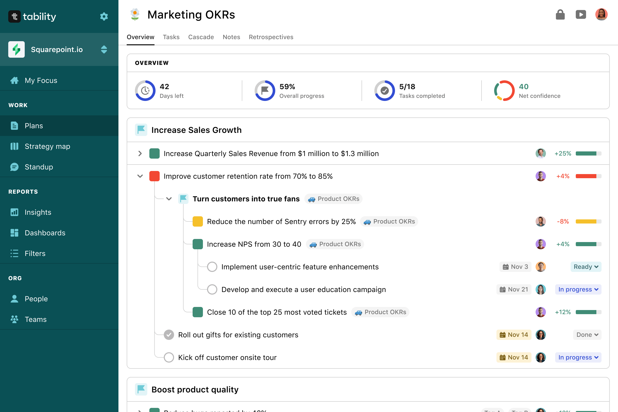 OKR dashboard preview